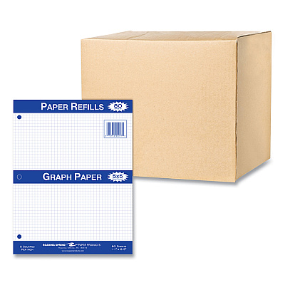 Roaring Spring Graph Filler Paper, 3-Hole, 8.5 x 11, Quadrille: 5 sq/in, 80 Sheets/Pack, 24 Packs/Carton (ROA20097CS)