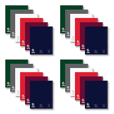Roaring Spring Lefty Notebook, 1 Subject, College Rule, Randomly Assorted Cover Color, (200) 11 x 8.5 Sheets, 24/Carton (ROA11096CS)