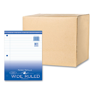 Roaring Spring Loose Leaf Paper, 8 x 10.5, 3-Hole Punched, Wide Rule, White, 200 Sheets/Pack, 24 Packs/Carton (ROA20020CS)