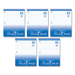 Roaring Spring Loose Leaf Paper, 8.5 x 11, 3-Hole Punched, College Rule, White, 500 Sheets/Pack, 5 Packs/Carton (ROA83909CS)