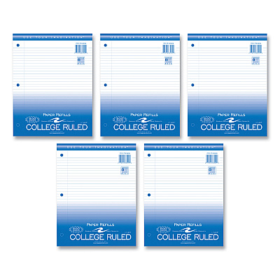 Roaring Spring Loose Leaf Paper, 8.5 x 11, 3-Hole Punched, College Rule, White, 500 Sheets/Pack, 5 Packs/Carton (ROA83909CS)