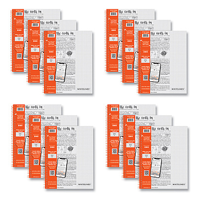 Roaring Spring Whitelines Notebook, Quadrille Rule, (5 sq/in), Gray/Orange Cover, (70) 11 x 8.5 Sheets, 12/Carton (ROA17001CS)