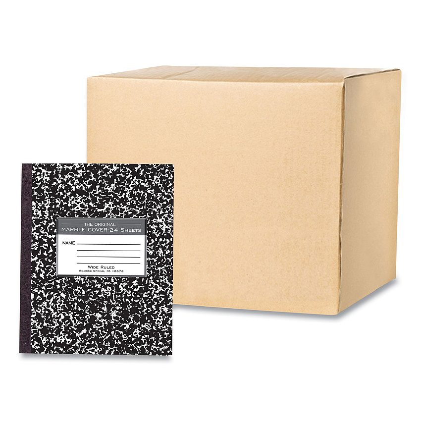 Roaring Spring Flexible Cover Composition Notebook, Wide/Legal Rule, Black Marble Cover, (100) 8.5 x 7 Sheets, 144/Carton (ROA77331CS)