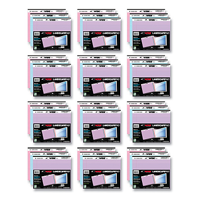 Roaring Spring WIDE Landscape Format Writing Pad, Medium/College Rule, 40 Assorted Colors 11 x 9.5 Sheets, 12/Carton (ROA74535CS)