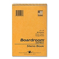 Roaring Spring Boardroom Series Steno Pad, Gregg Ruled, Brown Cover, 80 Green 6 x 9 Sheets, 72 Pads/Carton (ROA12103CS)