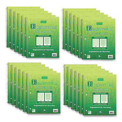 Roaring Spring Wirebound Engineering Notebook, 20 lb Paper Stock, Green Cover, 80-Green 11 x 8.5 Sheets, 24/Carton (ROA11382CS)