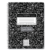 Roaring Spring Spring Signature Composition Book, Quad 5 sq/in Rule, Black Marble Cover, (70) 9.75 x 7.5 Sheets, 24/Carton (ROA10113CS)