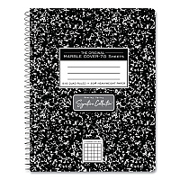 Roaring Spring Spring Signature Composition Book, Quad 5 sq/in Rule, Black Marble Cover, (70) 9.75 x 7.5 Sheets, 24/Carton (ROA10113CS)