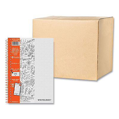 Roaring Spring Whitelines Notebook, Dot Rule (5 mm), Gray/Orange Cover, (70) 8.25 x 5.75 Sheets, 12/Carton (ROA17006CS)