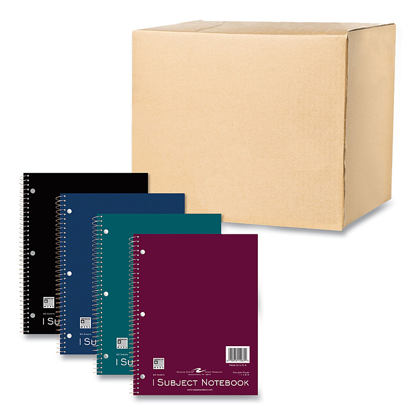 Roaring Spring Subject Wirebound Notebook, 1-Subject, Medium/College Rule, Assorted Cover, (80) 11 x 8.5 Sheets, 24/Carton (ROA11281CS)