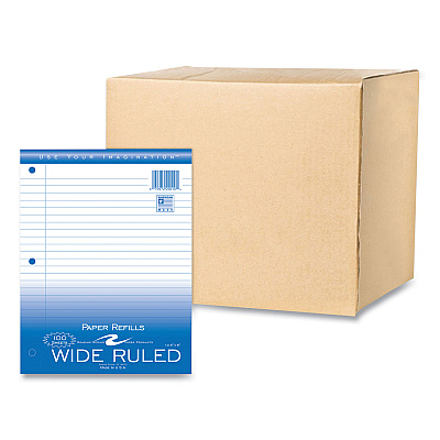 Roaring Spring Loose Leaf Paper, 8 x 10.5, 3-Hole Punched, Wide Rule, White, 100 Sheets/Pack, 48 Packs/Carton (ROA20010CS)