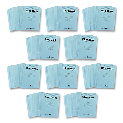 Roaring Spring Examination Blue Book, Wide/Legal Rule, Blue Cover, (6) 11 x 8.5 Sheets, 500/Carton (ROA77516CS)