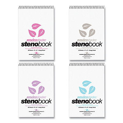 Roaring Spring EnviroShades Steno Pad, Gregg Rule, White Cover, 80 Assorted Color 6 x 9 Sheets, 24 Pads/Carton (ROA12354CS)