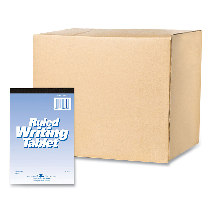 Roaring Spring Writing Tablet, Wide/Legal Rule, 100 White 6 x 9 Sheets, 48/Carton (ROA63046CS)