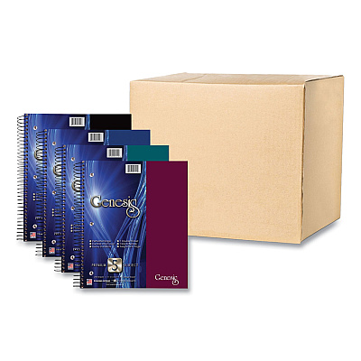 Roaring Spring Genesis Notebook, 5-Subject, Medium/College Rule, Randomly Assorted Cover Color, (200) 11 x 9 Sheets, 12/Carton (ROA13115CS)
