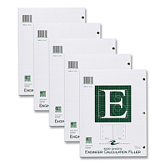 Roaring Spring Engineer Filler Paper, 3-Hole, Frame Format/Quad Rule (5 sq/in, 1 sq/in) 500 Sheets/Pack, 5/Carton (ROA95782CS)
