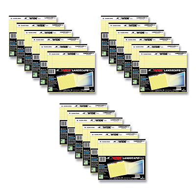 Roaring Spring WIDE Landscape Format Writing Pad, Medium/College Rule, 40 Canary 11 x 9.5 Sheets, 18/Carton (ROA74511CS)
