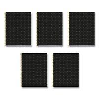 Roaring Spring MR M Fashion Notebook, 4-Subject, Medium/College Rule, Black Dots Cover, (120) 11 x 8.5 Sheets, 5/Carton (ROA48293CS)