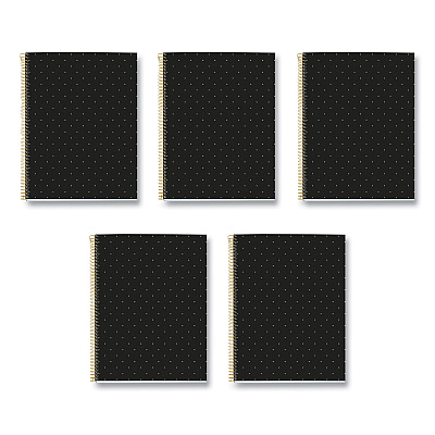 Roaring Spring MR M Fashion Notebook, 4-Subject, Medium/College Rule, Black Dots Cover, (120) 11 x 8.5 Sheets, 5/Carton (ROA48293CS)