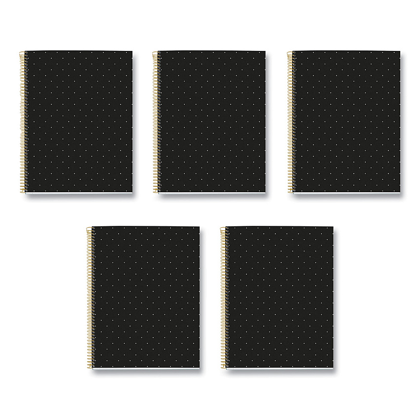 Roaring Spring MR M Fashion Notebook, 4-Subject, Medium/College Rule, Black Dots Cover, (120) 11 x 8.5 Sheets, 5/Carton (ROA48293CS)
