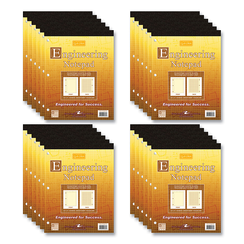 Roaring Spring Covered Engineering Pad, 5 sq/in Quadrille Rule, 80 Buff 8.5 x 11 Sheets, 24/Carton (ROA95370CS)