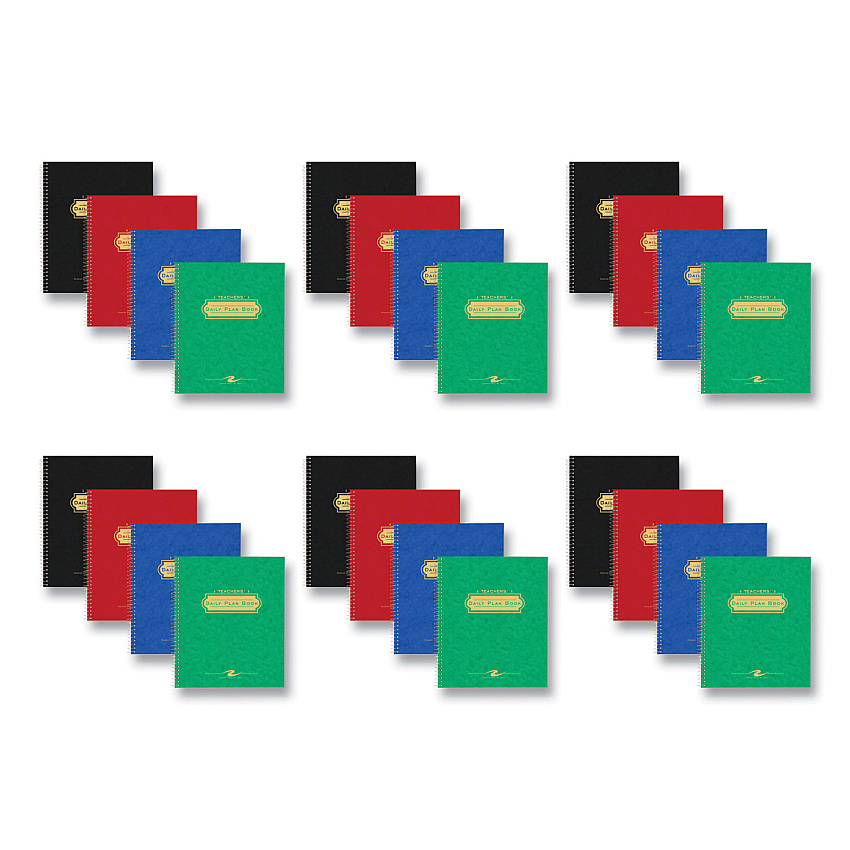 Roaring Spring Wirebound Teachers Plan Book, 11 x 8.5, Randomly Assorted Cover Colors, 24/Carton (ROA12144CS)