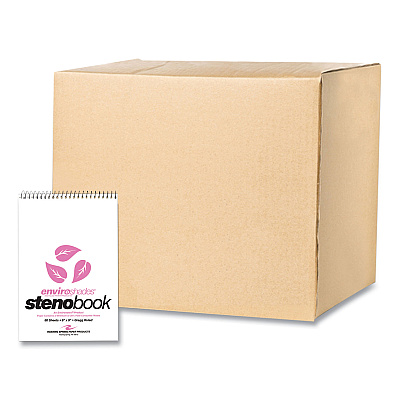 Roaring Spring EnviroShades Steno Pad, Gregg Rule, White Cover, 80 Pink 6 x 9 Sheets, 24 Pads/Carton (ROA12254CS)