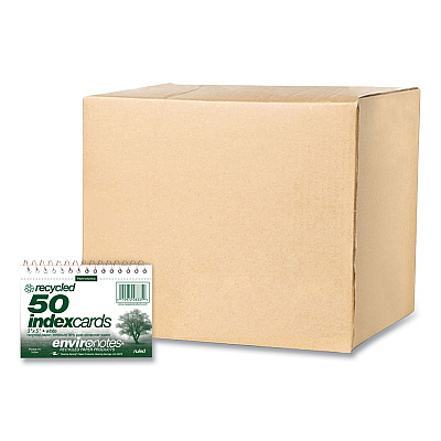 Roaring Spring Environotes Wirebound Recycled Index Cards, Narrow Rule, 3 x 5, White, 50 Cards, 24/Carton (ROA28335CS)