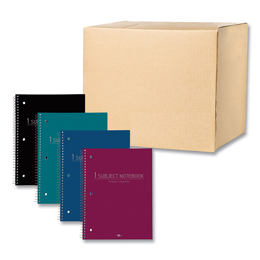 Roaring Spring Subject Wirebound Promo Notebook, 1-Subject, Med/College Rule, Assorted Cover, (70) 10.5 x 8 Sheets, 24/Carton (ROA10033CS)