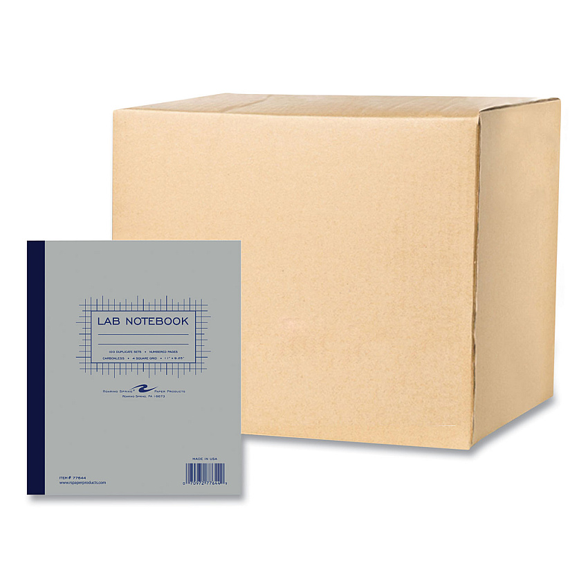 Roaring Spring Lab and Science Carbonless Notebook, Quad Rule (4 sq/in), Gray Cover, (200) 11 x 9.25 Sheets, 5/Carton (ROA77644CS)