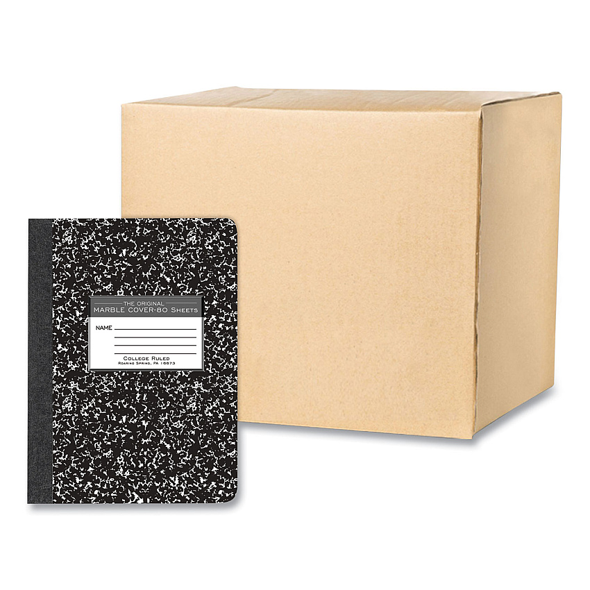 Roaring Spring Hardcover Marble Composition Book, Med/College Rule, Black Marble Cover, (80) 9.75 x 7.5 Sheet, 48/CT (ROA77226CS)