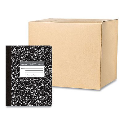 Roaring Spring Hardcover Marble Composition Book, Med/College Rule, Black Marble Cover, (100) 9.75 x 7.5 Sheets, 24/Carton (ROA77264CS)