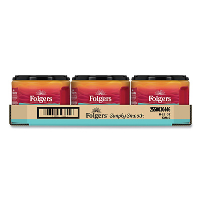 Folgers Simply Smooth Ground Coffee, Gentle On Your Stomach, 27 oz Canister, 6/Carton (FOL30446CT)