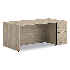 HON 10500 Series Single Full-Height Pedestal Desk, Right: Box/Box/File, 72" x 36" x 29.5", Kingswood Walnut (HON105895RLKI1)