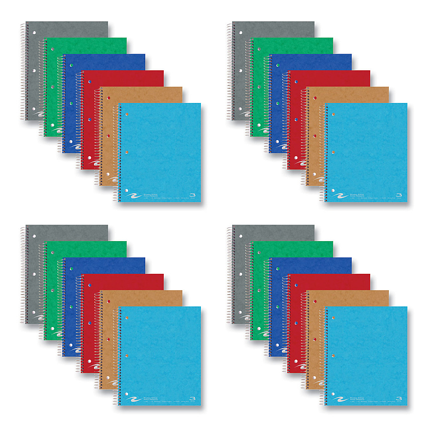 Roaring Spring Subject Wirebound Notebook, 3-Subject, Medium/College Rule, Assorted Cover, (120) 11 x 9 Sheets, 24/Carton (ROA11384CS)