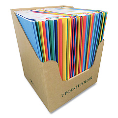 Roaring Spring Pocket Folder with 3 Fasteners, 0.5" Capacity, 11 x 8.5, Assorted Colors, 100/Carton (ROA54200CS)