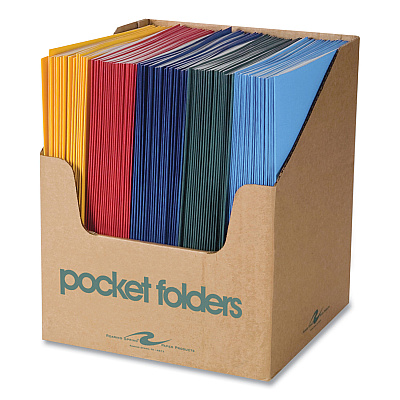 Roaring Spring Pocket Folder, 0.5" Capacity, 11 x 8.5, Assorted Colors, 100/Carton (ROA50200CS)