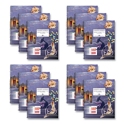 Roaring Spring Lab/Science Carbonless Notebook, Quad Rule (4 sq/in), Multicolor Cover, (100) 11x8.5 Sheets, 12/Carton (ROA77650CS)