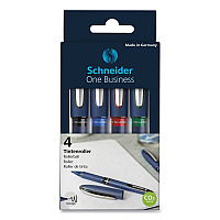 Schneider One Business Rollerball Pen, Stick, Fine 0.6 mm, Assorted Ink and Barrel Colors, 4/Pack (RED183094)