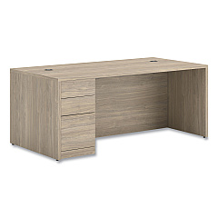 HON 10500 Series Single Full-Height Pedestal Desk, Left: Box/Box/File, 72" x 36" x 29.5", Kingswood Walnut (HON105896LLKI1)