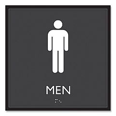 Headline Sign ADA Sign, Men, Plastic, 8 x 8, Clear/White (USS66914)