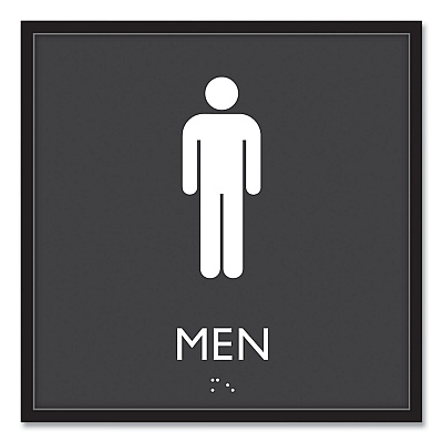 Headline Sign ADA Sign, Men, Plastic, 8 x 8, Clear/White (USS66914)