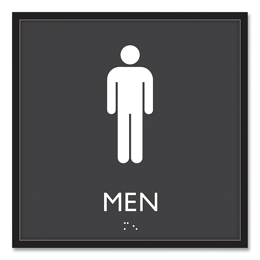Headline Sign ADA Sign, Men, Plastic, 8 x 8, Clear/White (USS66914)