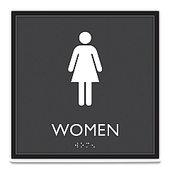 Headline Sign ADA Sign, Women, Plastic, 8 x 8, Clear/White (USS66912)