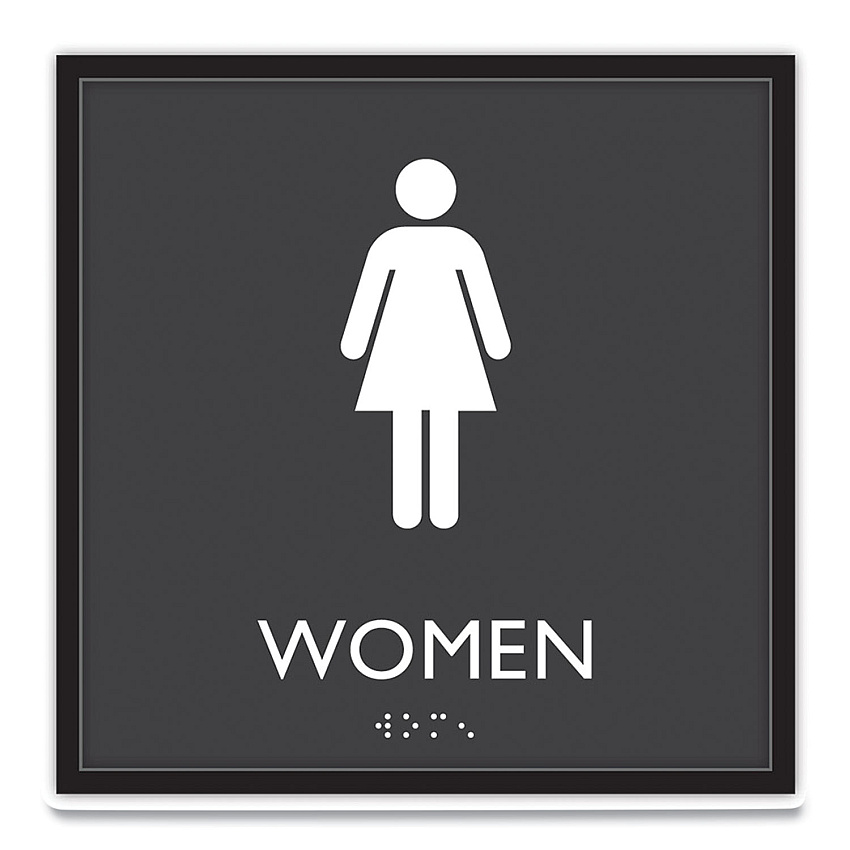 Headline Sign ADA Sign, Women, Plastic, 8 x 8, Clear/White (USS66912)