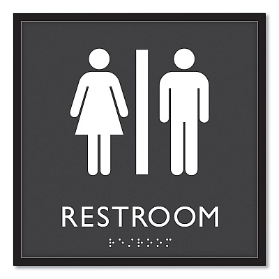 Headline Sign ADA Sign, Unisex Restroom, Plastic, 8 x 8, Clear/White (USS66910)