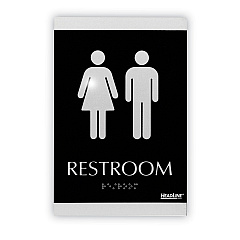 Headline Sign Century Series Office Sign, Men/Women Restroom, 6 x 9, Black/Silver (USS4249)
