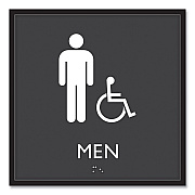 Headline Sign ADA Sign, Men Accessible, Plastic, 8 x 8, Clear/White (USS66915)