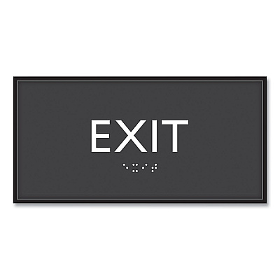 Headline Sign ADA Sign, Exit, Plastic, 4 x 4, Clear/White (USS69922)