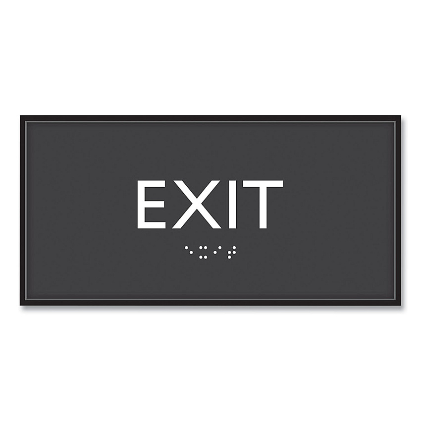 Headline Sign ADA Sign, Exit, Plastic, 4 x 4, Clear/White (USS69922)